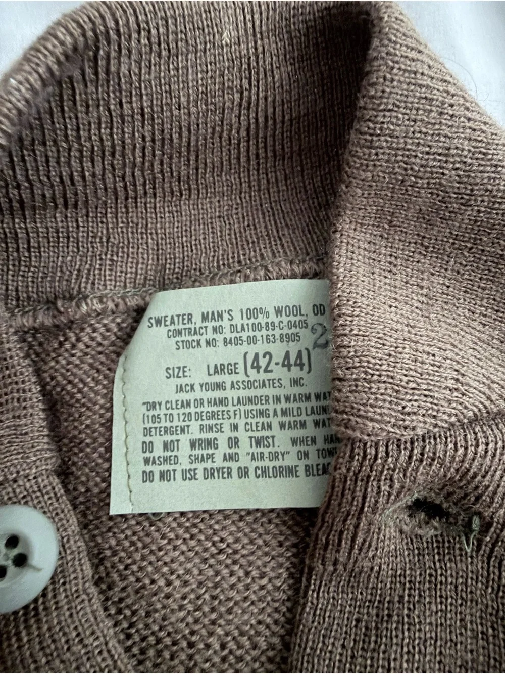 Vintage U.S. military-issue 100% wool button Henley sweater
